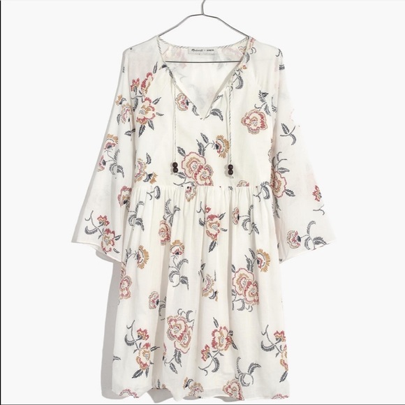 Madewell x Warm Tie-Neck Mini Dress in Honolulu Hibiscus New Size M - Picture 1 of 9